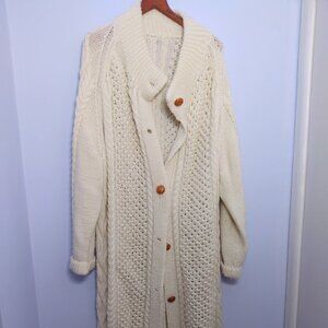 Women's Hand Knitted Maxi Length Cardigan Sweater Size 2X* Irish Inspired